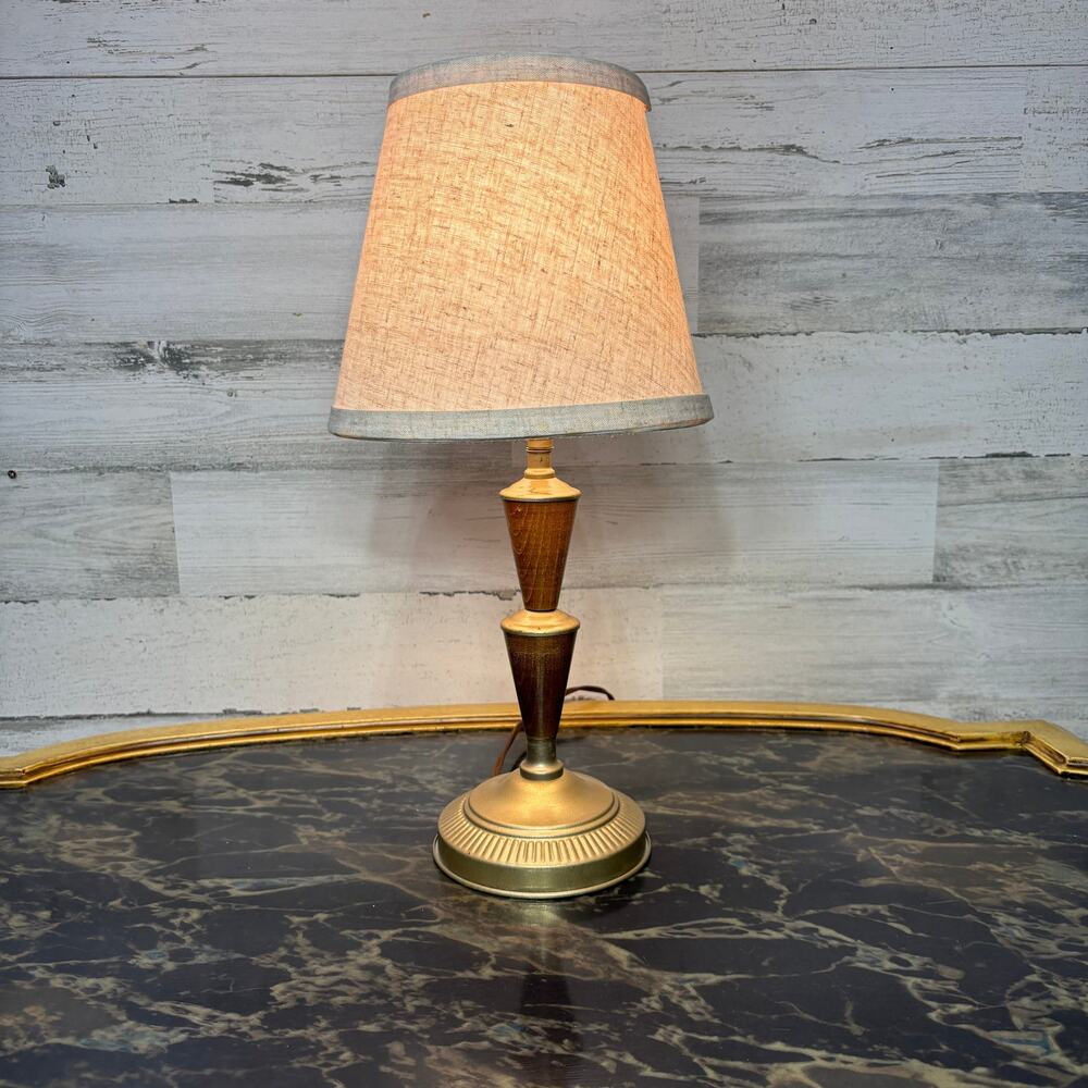Mid Century Modern Wood and Metal Table Lamp MCM